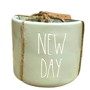 Rae Dunn New Day Sunrise Succulent Planter Mint Green Artisan Collection